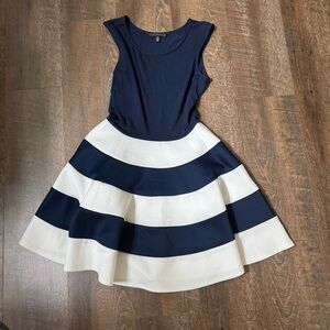 City Studio Navy and White Striped Mini Dress